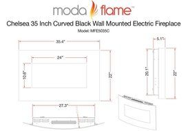 Moda Flame Chelsea 35 Inch Curved Black Wall Mounted Electric Fireplace N6