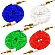 Pack of 4, 3.2 Ft 3.5mm Audio Cable Male to Male, Honsky Universal Durable Braided Colorful Noodle Flat Gold Plated... N25