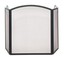Uniflame, S-1507, Large 3 Fold Black Wrought Iron Screen with Arch Top N2