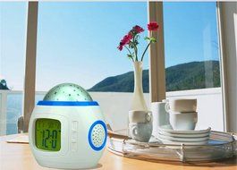 Surborder Shop Color Change Starry Night Projection Music Digital Alarm Clock with Backlight Led Nigh Light Calendar... N6