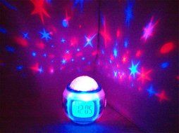 Surborder Shop Color Change Starry Night Projection Music Digital Alarm Clock with Backlight Led Nigh Light Calendar... N7