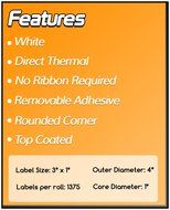 1 Inch Core - 3 x 1 Zebra Compatible Direct Thermal Quick Remove REMOVABLE Labels 04 Rolls for Zebra Desktop Printer...