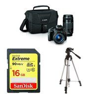 Canon EOS Rebel SL1 Digital SLR with 18-55mm STM + 75-300mm f/4-5.6 III Lens Bundle (Black) + Memory Card and...