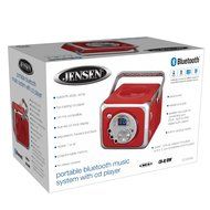 Jensen CD-555 Red Limited Edtion Portable Bluetooth Music System with CD Player +CD-R/RW &amp; FM Radio with Aux-in... N5