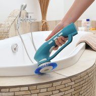 Metapo Power Scrubber PS200 with 2 Rechargeable Batteries, 4 Brushes and 1 Scouring Pad. Great for Bathroom, Shower... N4