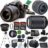 Nikon D3200 International Version - No Warranty, NIKKOR 18-55mm f/3.5-5.6 VR, Nikon 55-200mm f4-5.6G VR, 2pcs...