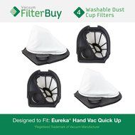 4 - Eureka Quick Up Washable Dust Cup DCF-11 Filters, Part #&#039;s 39657, 62558A. Designed by FilterBuy to fit Eureka...