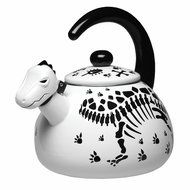 Dinosaur Skeleton Black And White Enamel Tea Kettle N2