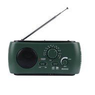Qooltek Portable Dynamo Emergency Solar Hand Crank Self Powered AM/FM Radio 3 LED Flashlight with Cables(Green) N6
