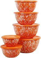 Calypso Basics Marble 12 Piece Enamel Bowl Set, Orange