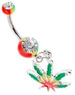 BleuMoo Leaf Belly navel button rings body piercing beauty accessories belly ring (Colorful) N8