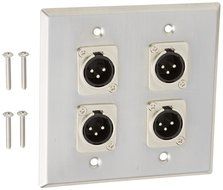 Seismic Audio SA-PLATE31 Stainless Steel Wall Plate 2 Gang with 4 XLR Male Connectors for Cable Installation N2