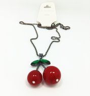 QTMY Cherry bead Choker Necklace long Multilayer Chains Bohemian Jewelry with Pendant for teen girls N5
