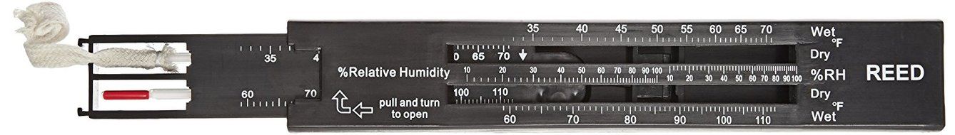 Reed 12-7012 Red Spirit Fill Sling Psychrometer, 25 to 120 Degrees F Temperature Range, +/-5% RH Accuracy