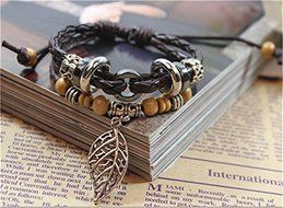 NEW Jewelry Fashion Infinity Leather Charm Bracelet Silver lots Beads Style N6