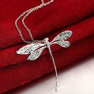 Women Fashion Charms Silver Plated Dragonfly Necklace Pendant N7