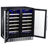 EdgeStar 30-Inch 56 Bottle Built-In Dual Zone French Door Wine Cooler N3