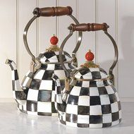 MacKenzie-Childs Courtly Check Enamel Tea Kettle 2 Quart