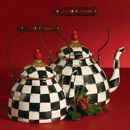 MacKenzie-Childs Courtly Check Enamel Tea Kettle 2 Quart N2