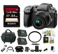Panasonic LUMIX G7 Interchangeable Lens (DSLM) Camera Kit with 14-42mm Lens - Silver + Panasonic LUMIX G Vario... N6