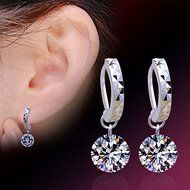 925 Sterling Silver Xmas Gifts Fashion Crystal Stud Earrings Studs Women Jewelry N5