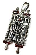 Jewish Hebrew Torah Pendant 1.7" Silver 925 Open up Bible Scroll Charm Israel RD