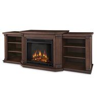 75.5-inch Programmable Thermostat, Entertainment Center Electric Fireplace, Chestnut Oak