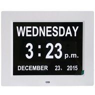 Digital Day Calendar Clock,HENGLING Memory Day Date Time Clock 8 Inch Led Digital Clocks Non-Abbreviated Great... N8