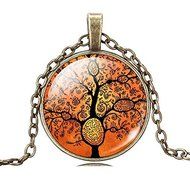 Vintage Eternal Life &amp;Tree 3D Pattern Art glass Pendant cabochon chain Necklace N5