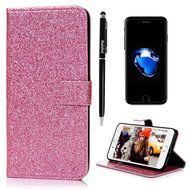 Badalink iPhone 7 Plus Wallet Case (5.5") Stand Flip Case Shiny Glitter PU Leather Case Shockproof Soft TPU Inner... N17