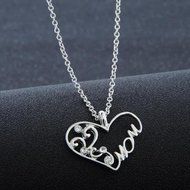Fashion Jewelry Mother's Gift Lady Crystal Silver Heart Mom Pendant Necklace Hot N4
