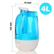 Ultrasonic Humidifier with Cool Mist Classic Rotation Control 4L Large Capacity Two 360 degree Rotatable Outlets...