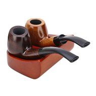 Scotte(TM) Solid wood tobacco pipe stand/rack for holder 2 smoking pipe N3