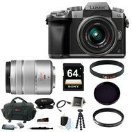 Panasonic LUMIX G7 Interchangeable Lens (DSLM) Camera Kit with 14-42mm Lens - Silver + Panasonic LUMIX G Vario... N8