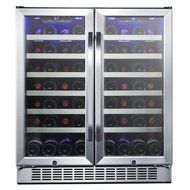 EdgeStar 30-Inch 56 Bottle Built-In Dual Zone French Door Wine Cooler N4