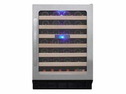 Vinotemp VNTVT-50SD SB 50-Bottle Wine Cooler with Seamless Glass Door and Curved Handle