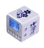 Blue and White Porcelain Card U Disk Mini Speaker Radio Audio Digital Display Alarm Clock Function N2