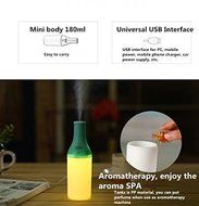 Asiacc&reg; Mini USB Cool Bottle Humidifier/Essential Oil Diffuser/Aromatherapy Mist Maker with LED Light for Office... N5