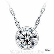 XPP 97F Round Single Rhinestone Silver plated Pendant Necklace Lovers Gift N3