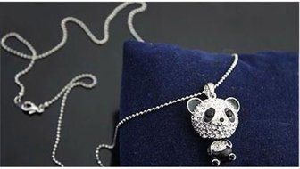 Fashion Women's Delicat Necklace Cute Rhinestone Panda Pendant Necklace Jewelry N3