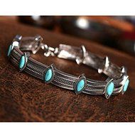 Vintage Bohemian Turquoise Bead Silver Collar Choker Necklace Ethnic Jewelry New N6