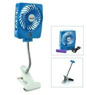 Topwell Mini Square Rechargeable Clip Base Fan with LED Light, Battery and USB Cable, Black N17