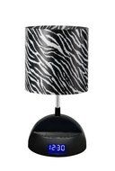 LighTunes LS1000-ZBA-BT Bluetooth Speaker Lamp with Alarm Clock, FM Radio, and USB Charging Port, Zebra Shade...
