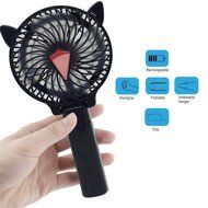 Portable USB Mini Fans with Umbrella Hanging and Metal Clip (Black) N14