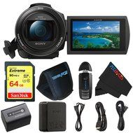 Sony FDRAX53/B FDR-AX53/B FDR AX53 4K HD Video Recording Camcorder (Black) Sandisk 4K 64GB Memory Package N3