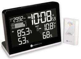 Ambient Weather WS-8600 Weather Station Clock with 256 Color Changing Wireless Temperature Humidity, and Barometer... N4