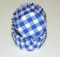 Blue Gingham Cupcake Liners Mini Size 100 count