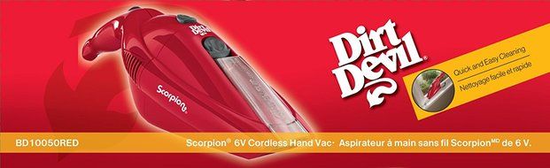 Dirt Devil Scorpion 6.0V Cordless Bagless Handheld Vacuum, BD10050RED