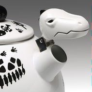 Dinosaur Skeleton Black And White Enamel Tea Kettle N3