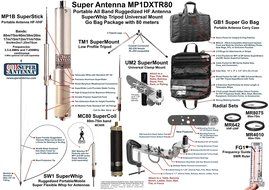Super Antenna MP1DXTR80 HF SuperWhip Tripod All Band 80m MP1 Antenna with Clamp Mount and Go Bag ham radio amateur N4